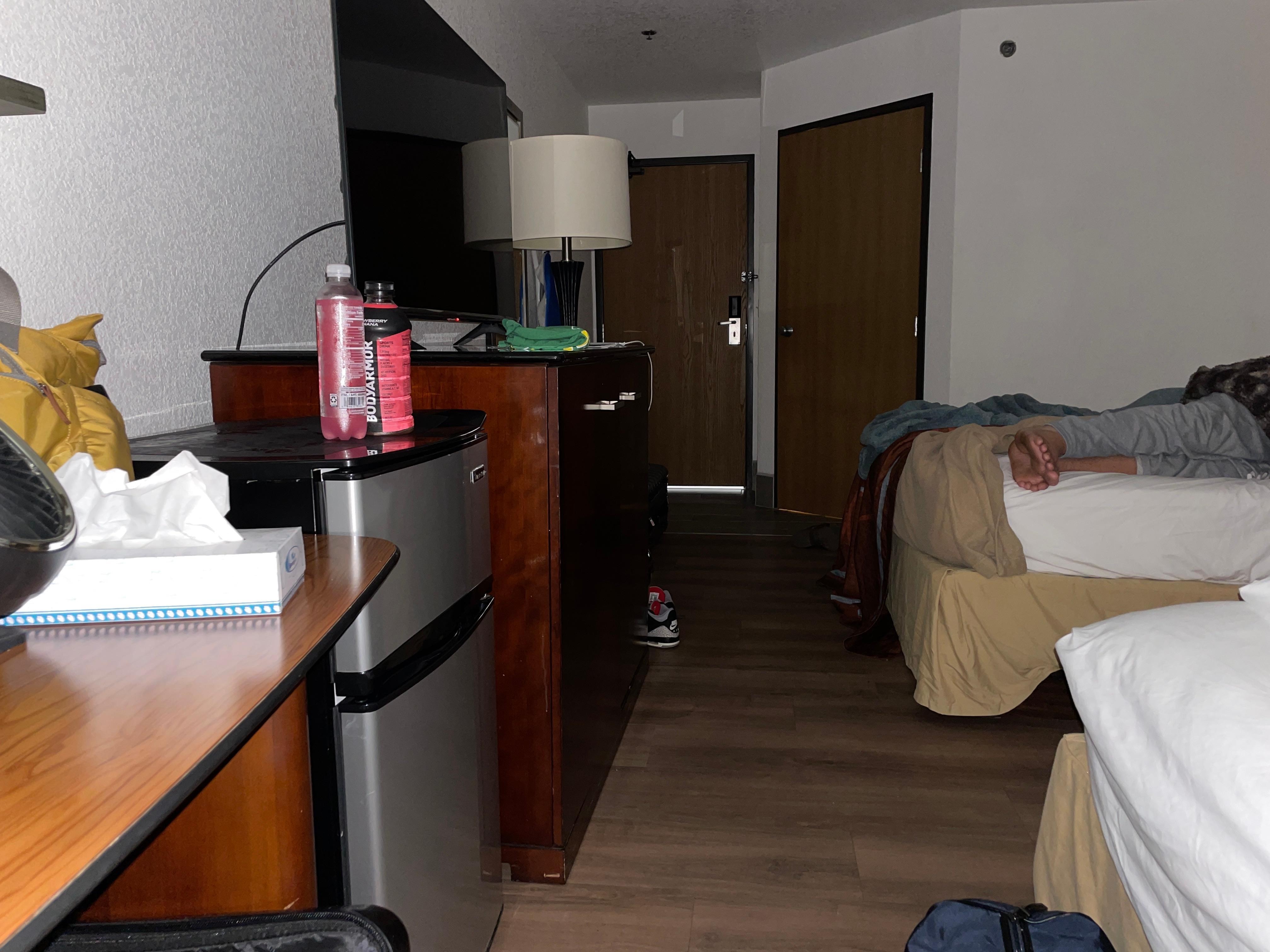 Mini fridge and microwave
