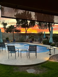 Picture of the backyard during sunset