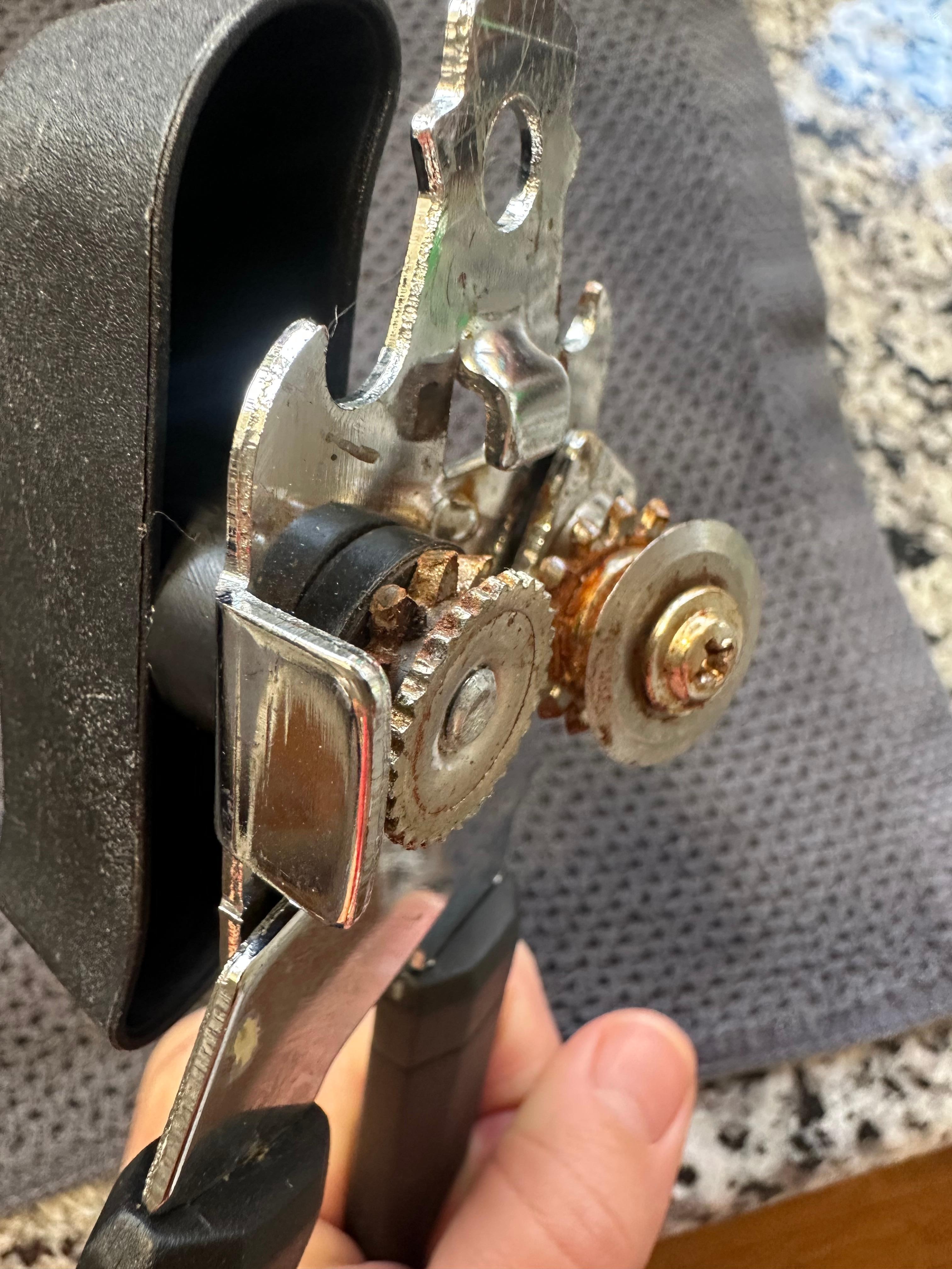 Just one of several dirty and inoperable kitchen tools.  I had to replace this can opener with a new one and buy additional pantry supplies including aluminum foil, parchement paper, Clorox wipes, paper towels, ziploc bags, etc. Dissapointing. 