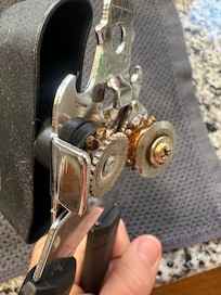 Just one of several dirty and inoperable kitchen tools. I had to replace this can opener with a new one and buy additional pantry supplies including aluminum foil, parchement paper, Clorox wipes, paper towels, ziploc bags, etc. Dissapointing.