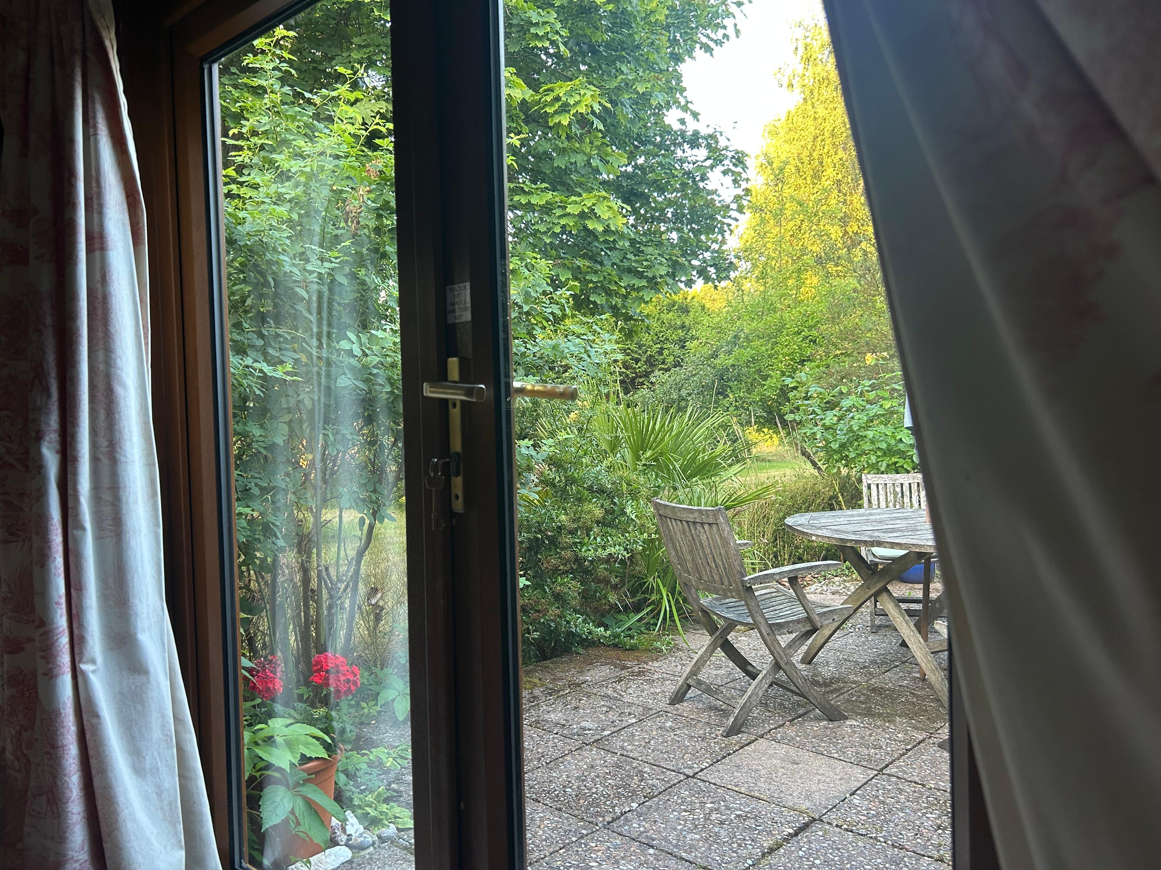 From inside looking out to the patio 