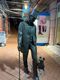 Statue at base of stairs