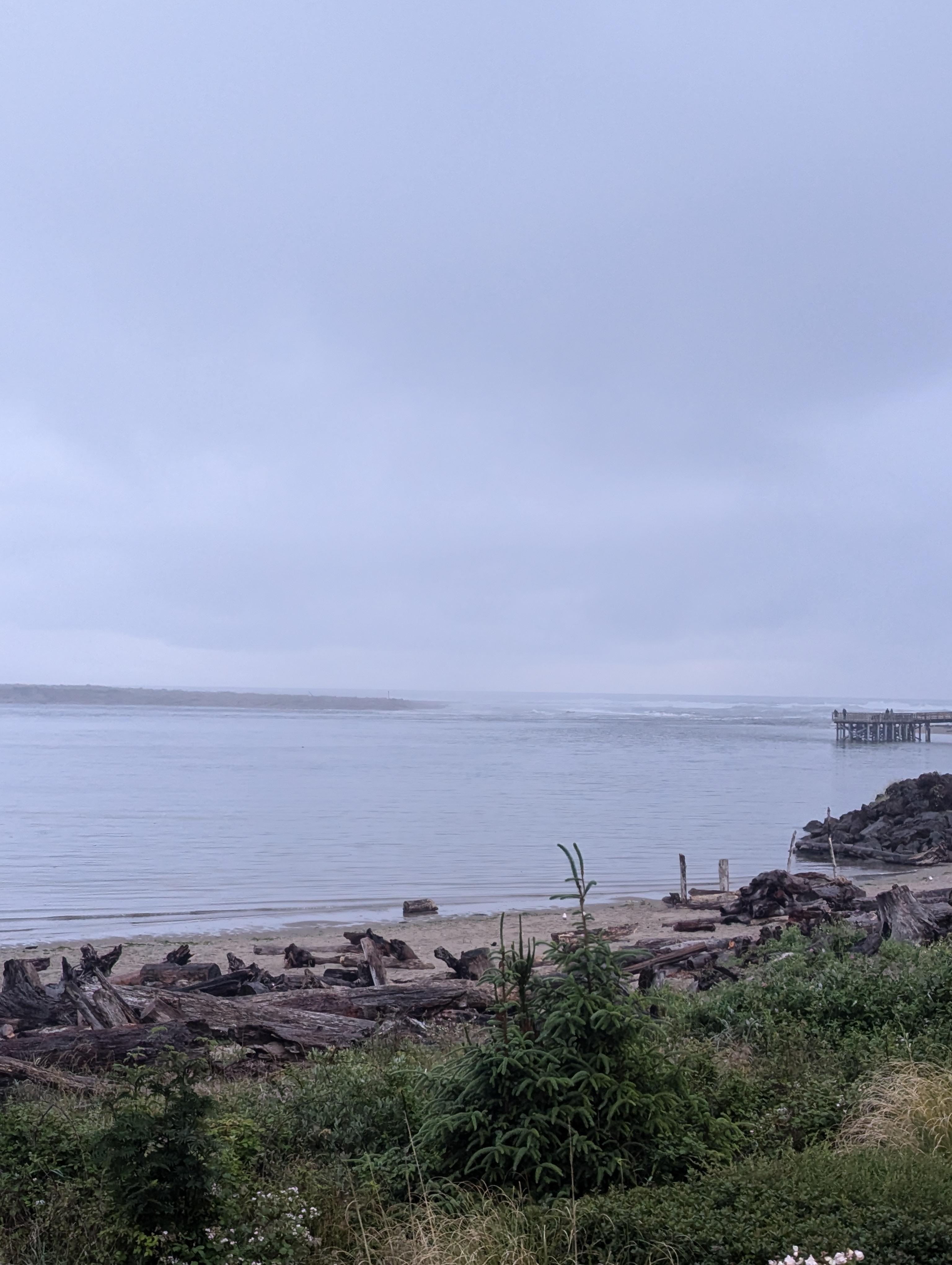 The Bay and ocean view in the morning drinking a cup of coffee on the deck.