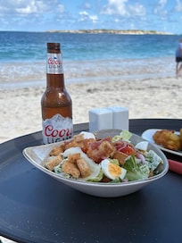 Lunch on the beach just steps from the VRBO rental