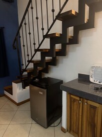 The stairs are noisy but solid. this is not a complaint as I have noisy stairs at home this is just a fact.