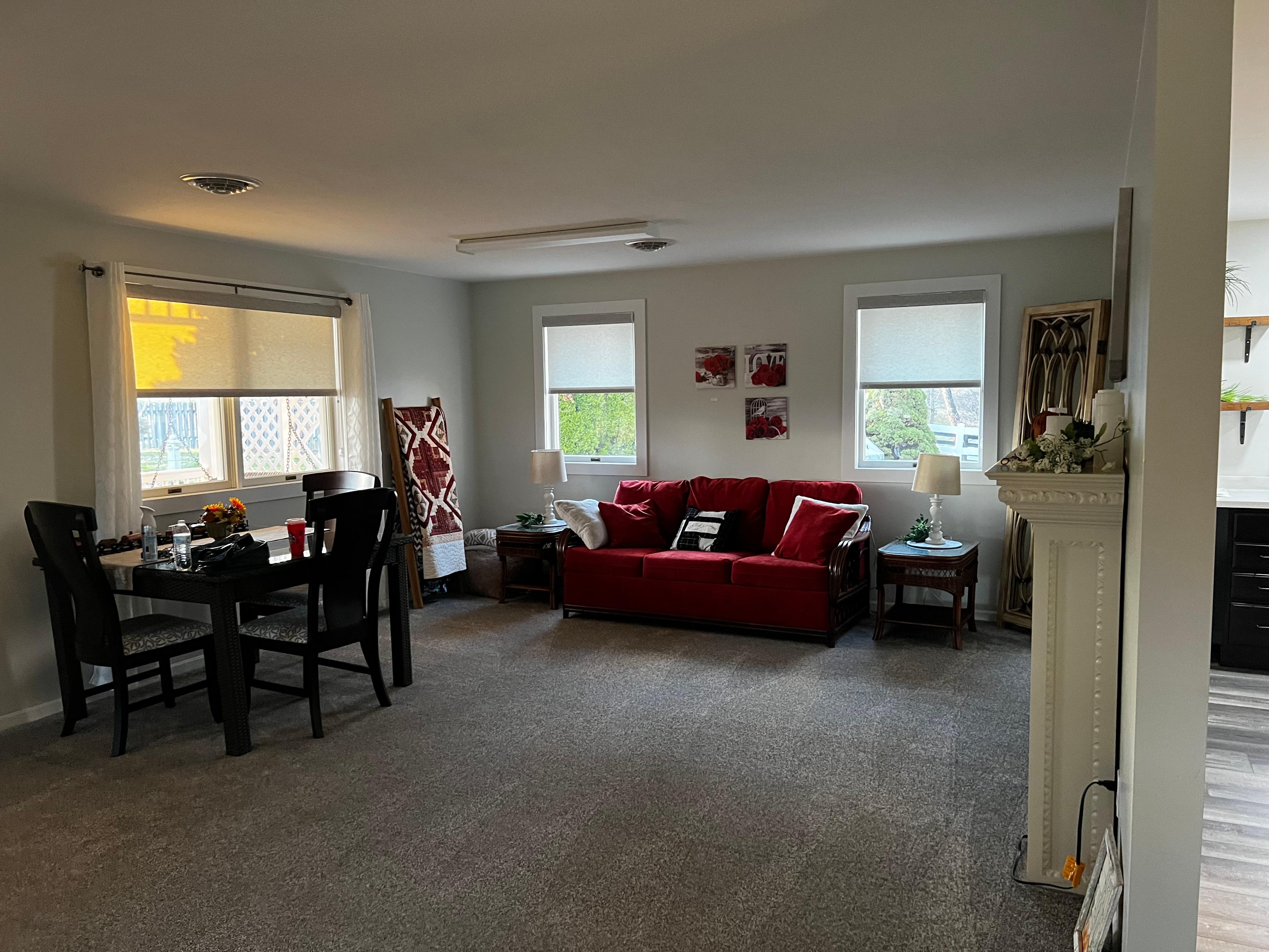 Sitting area with electric fireplace