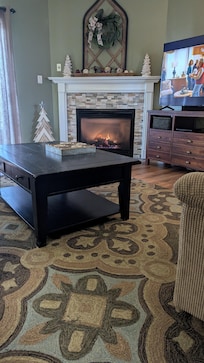 Enjoying the fireplace