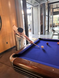 Clubhouse playing pool.