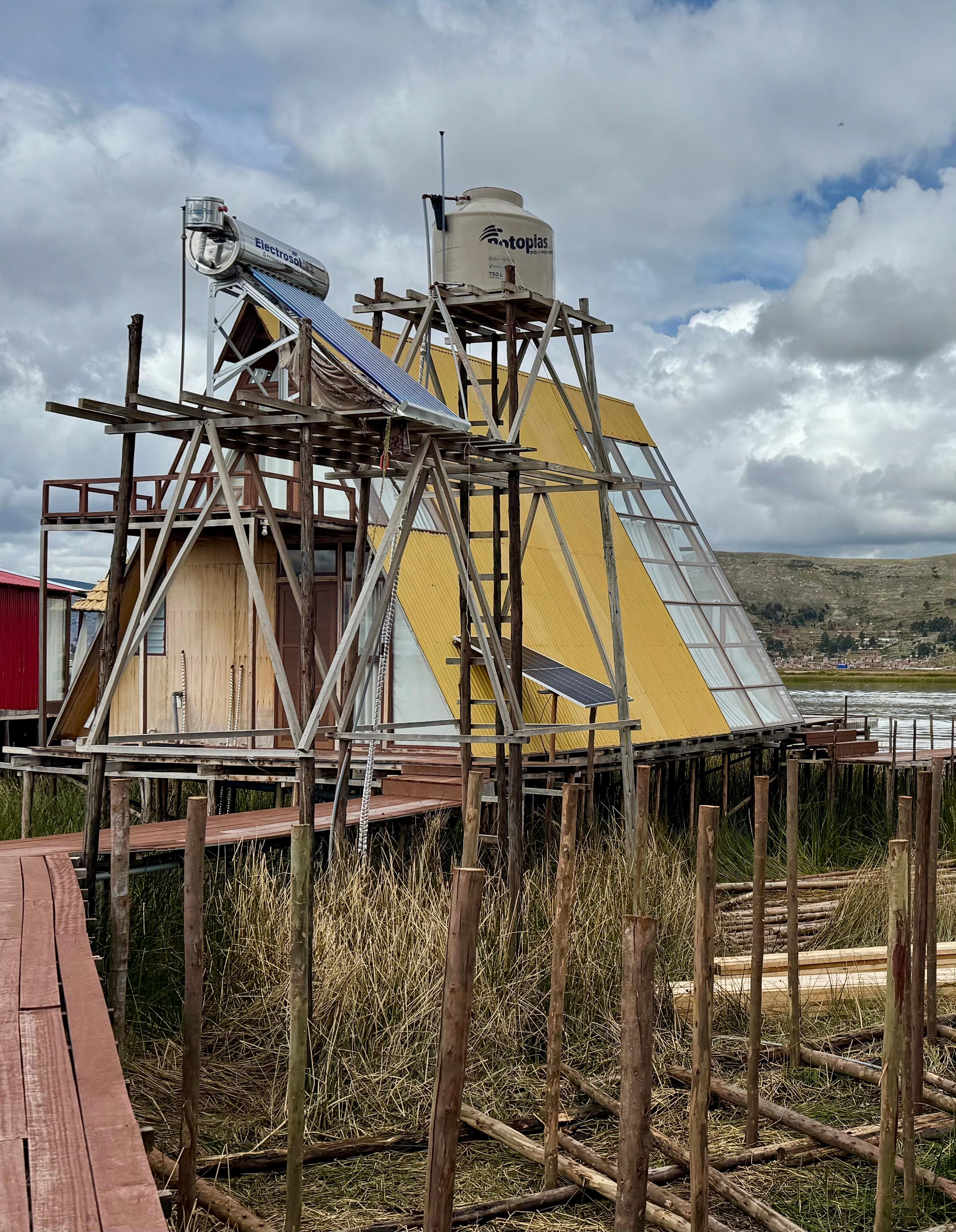 View of the back of the casita showing the solar hot water.