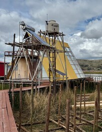 View of the back of the casita showing the solar hot water.