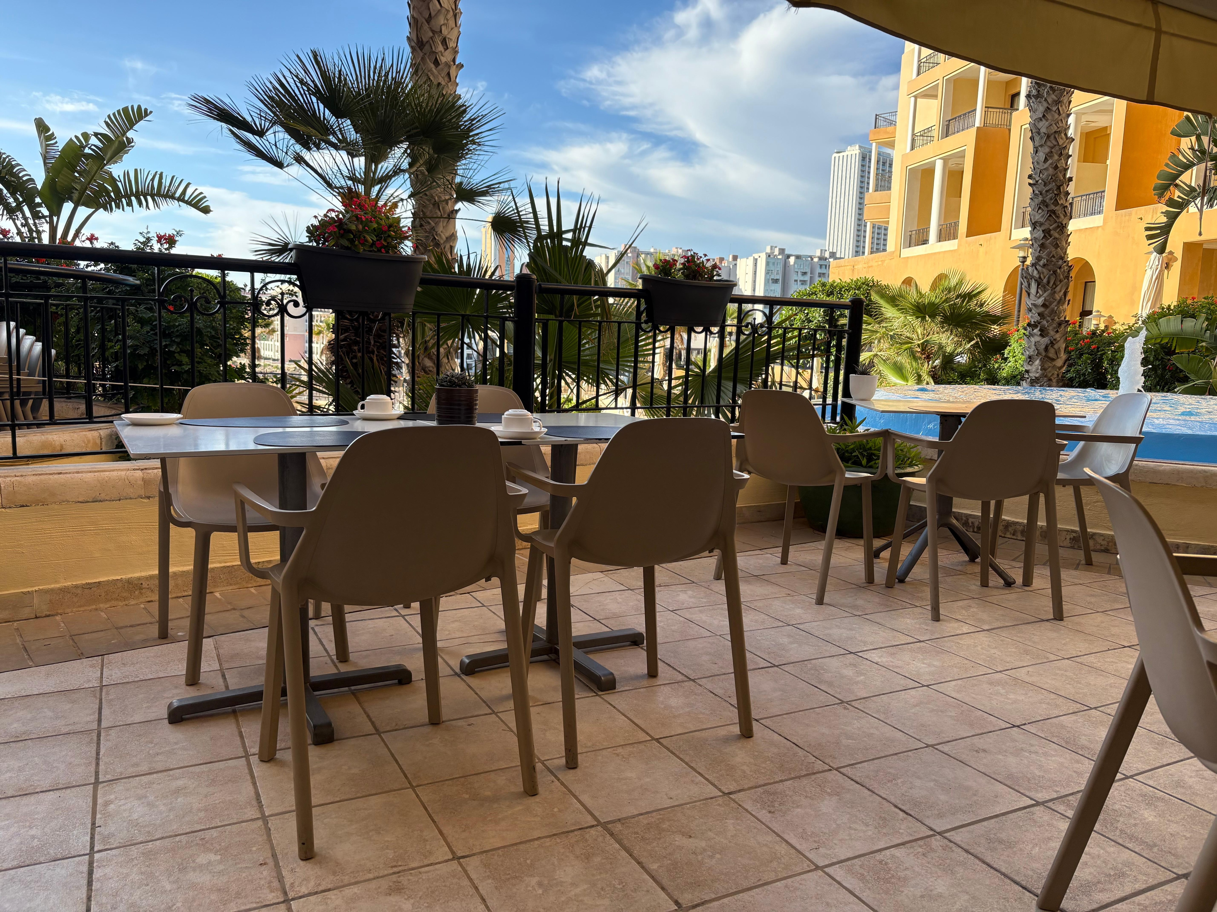 Patio area at breakfast