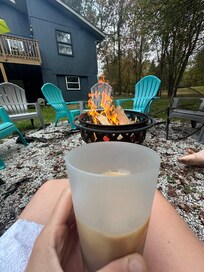Happy Hour by the fire pit after the hot tub.