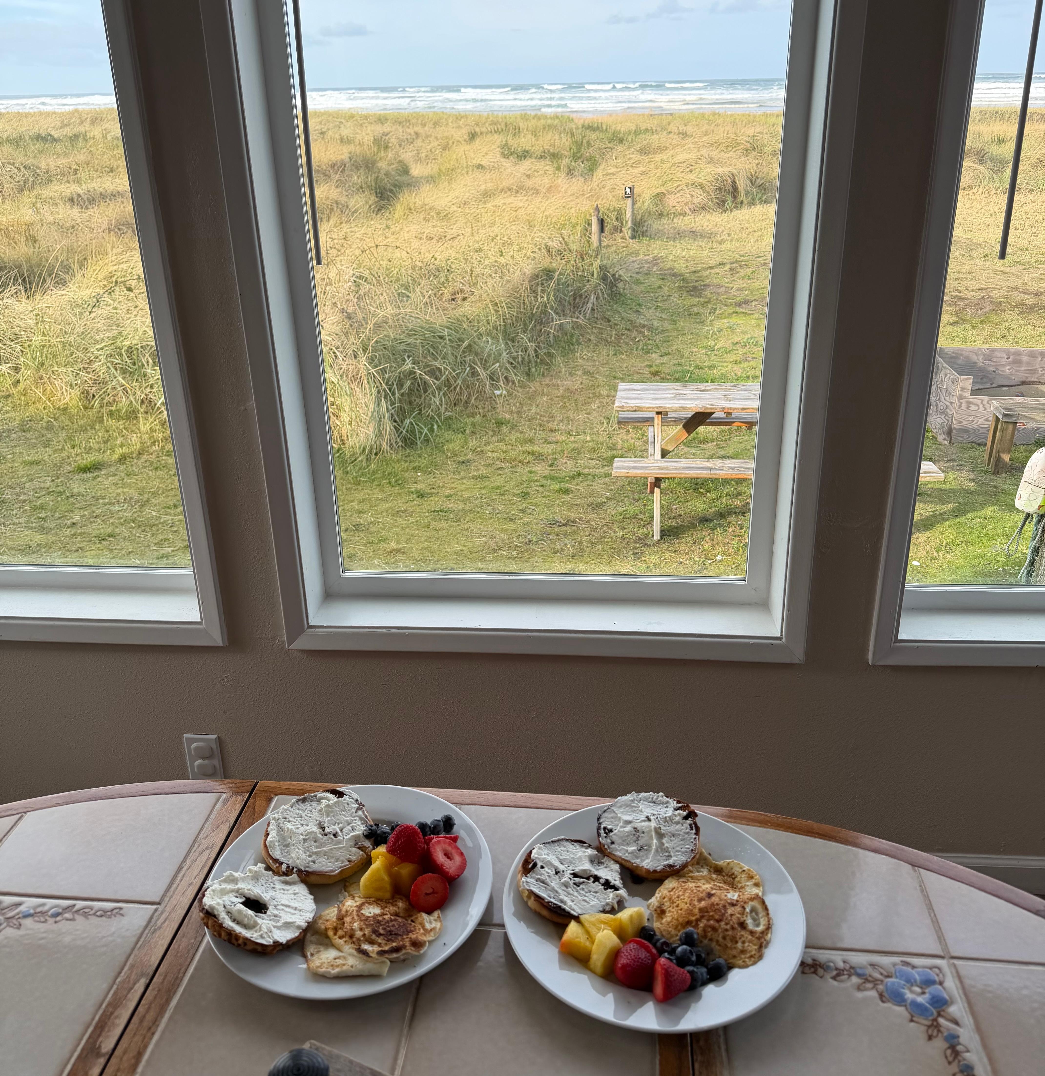 Beautiful breakfast and view