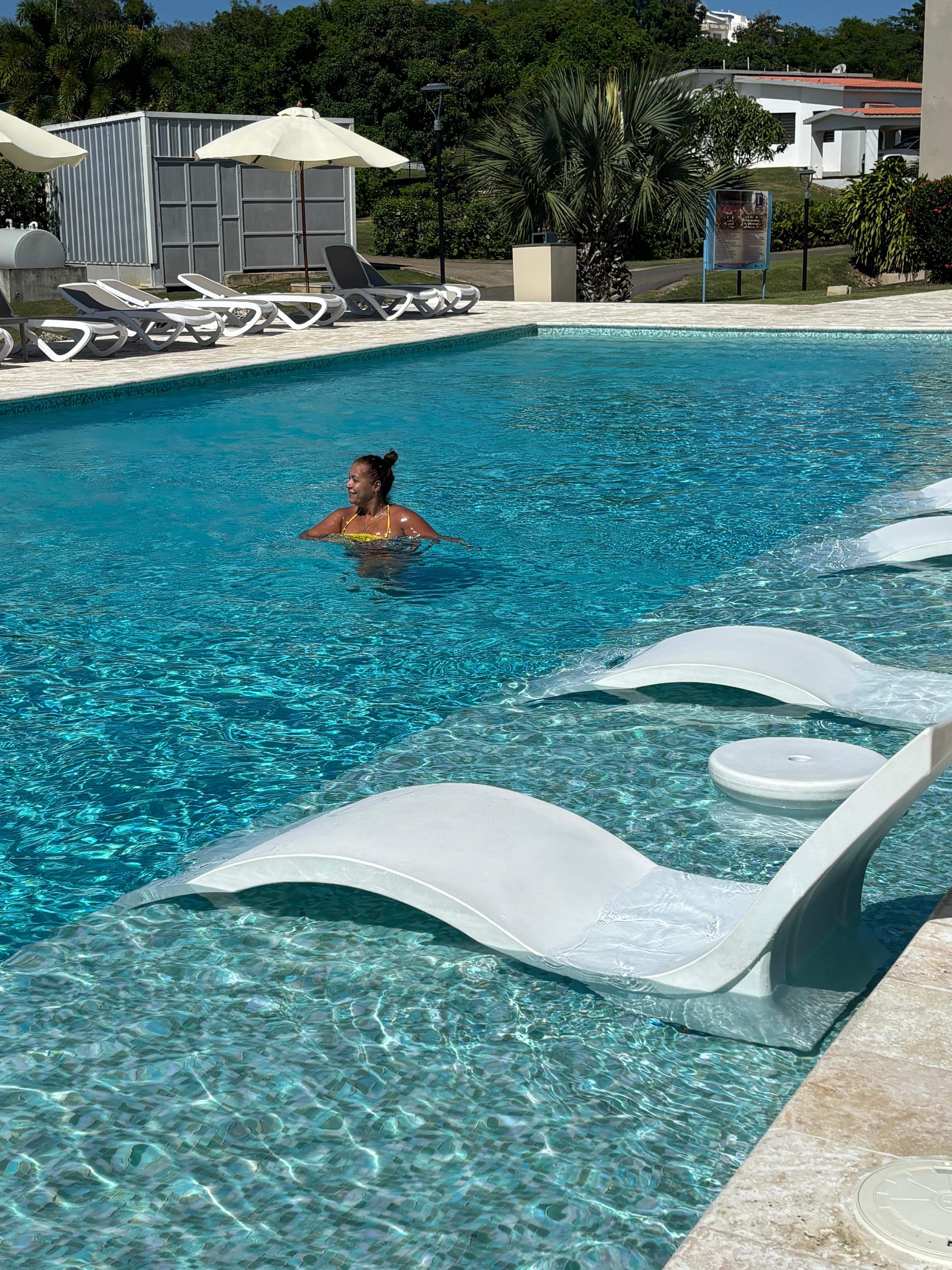 A relaxing swim from pool one to pool #2.