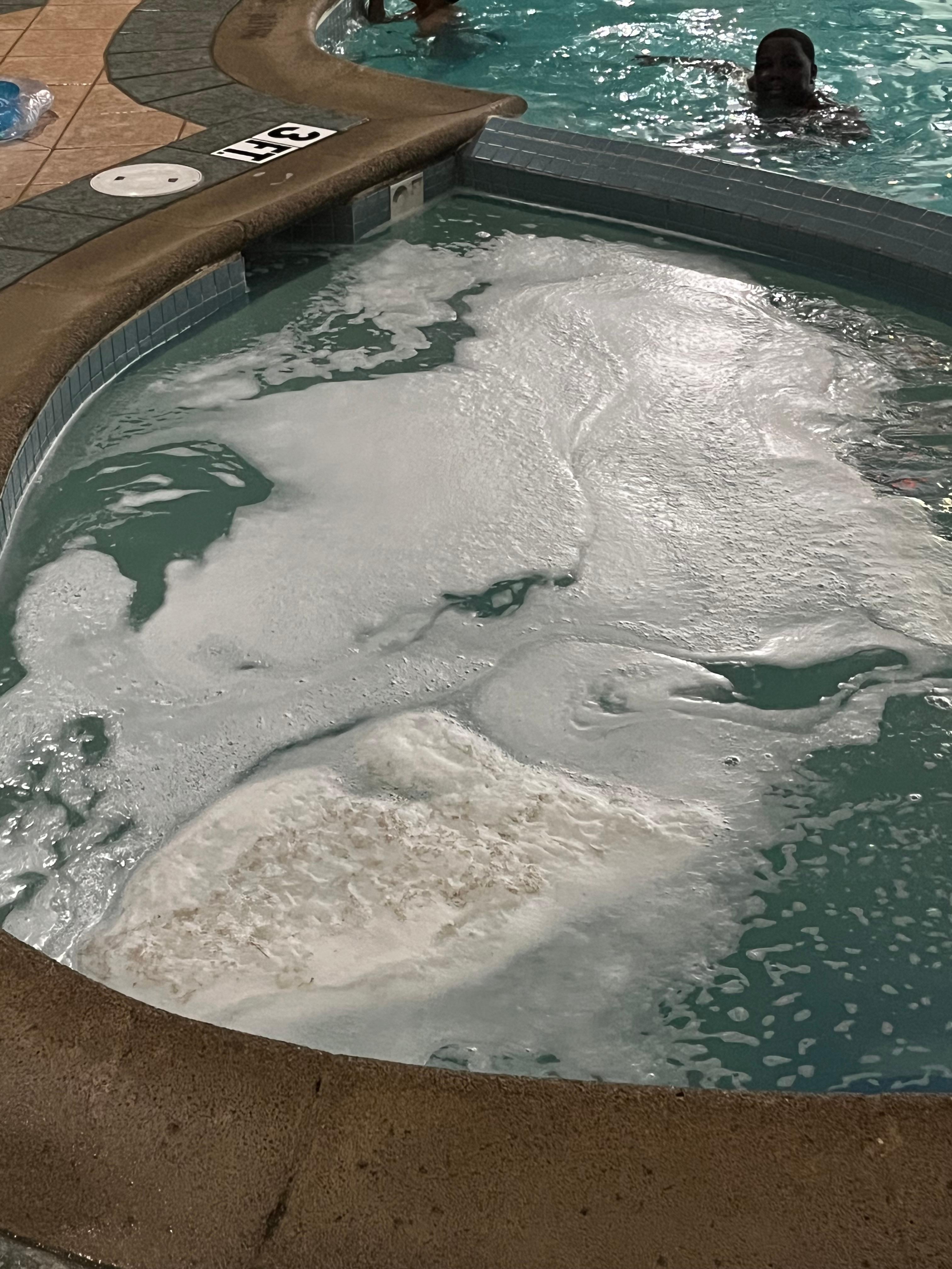 Dirt flying around in the hot tub