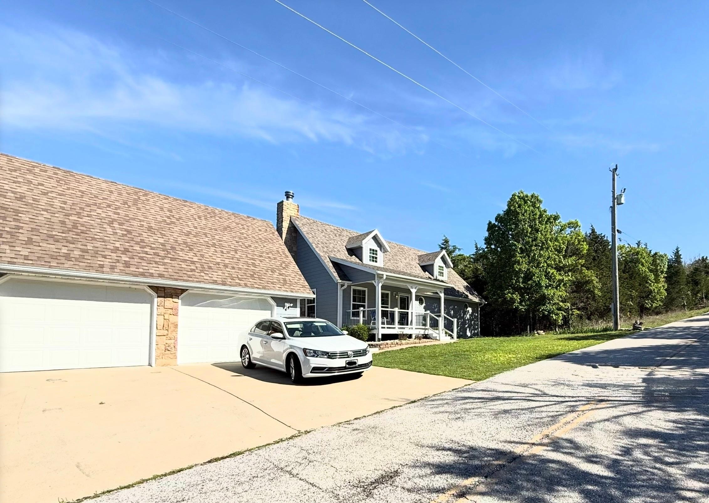 Surrounded by acres of trees. 