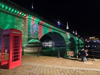 Christmas decorations on bridged , view from room