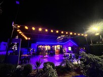 Fun lighting at night on the property