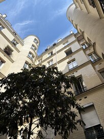 The inner courtyard of the apartment block