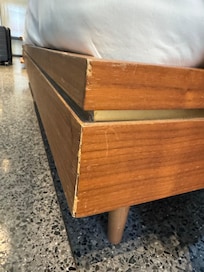 Hostel style bed and bedding