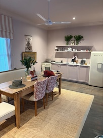 Our kitchen/dining room. Love the mauve!