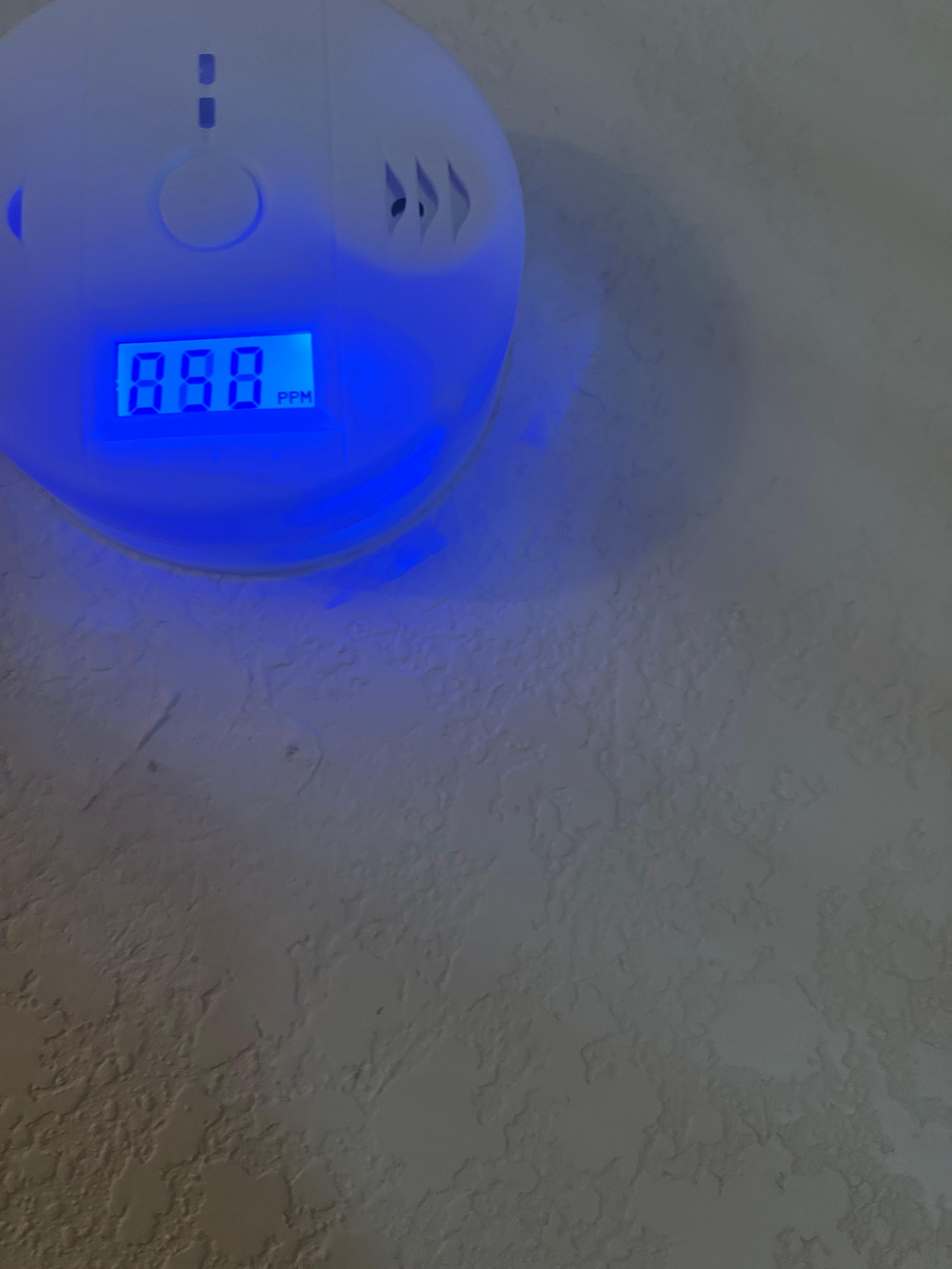 This is from the first room that they had to stay the first night because she said she didn’t have anything else available. This is the carbon monoxide meter as you can see. It was really high and it kept flashing all night. It literally made us sick