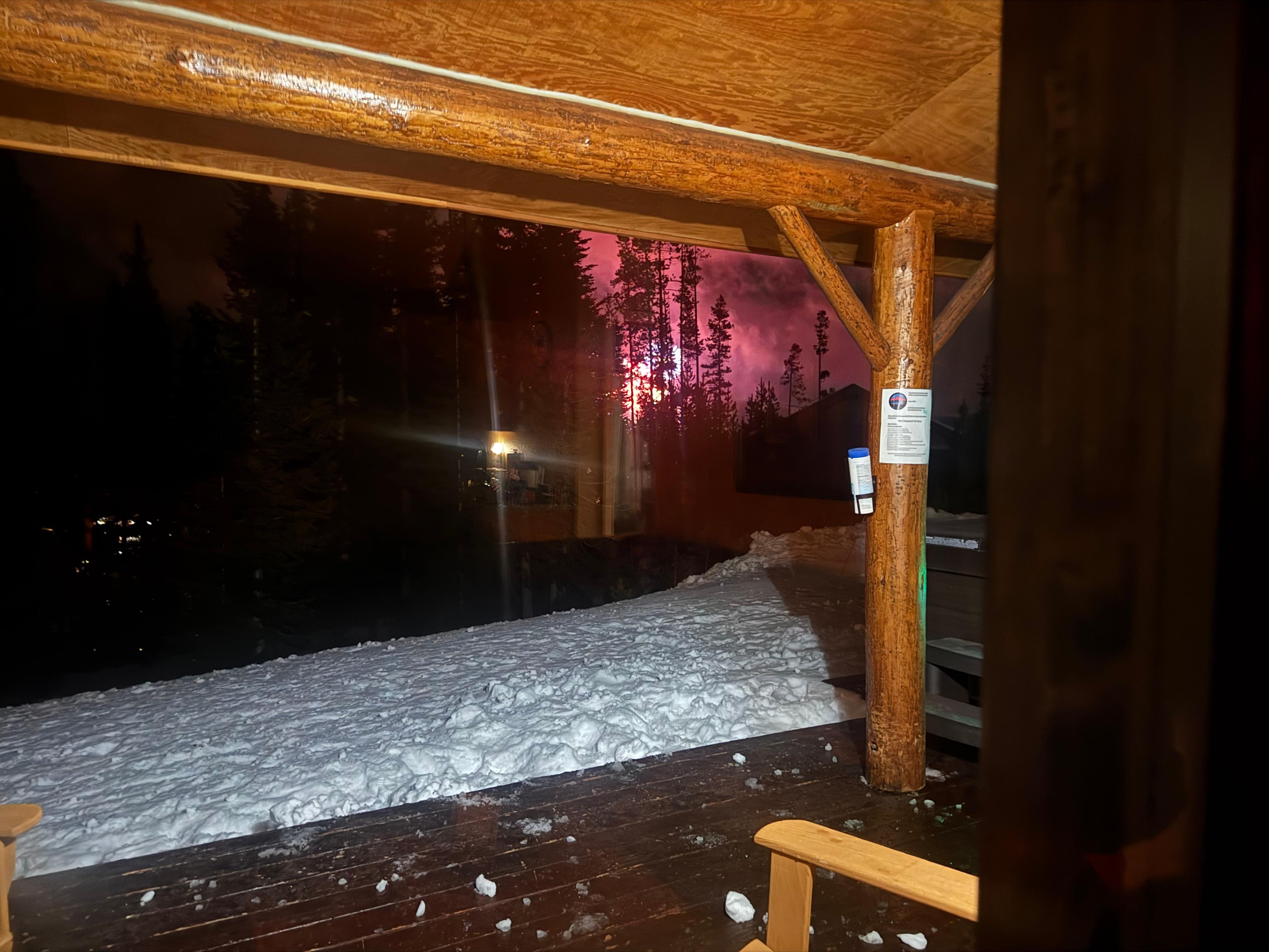 Our view from the porch of the fireworks at the Mountain Village 