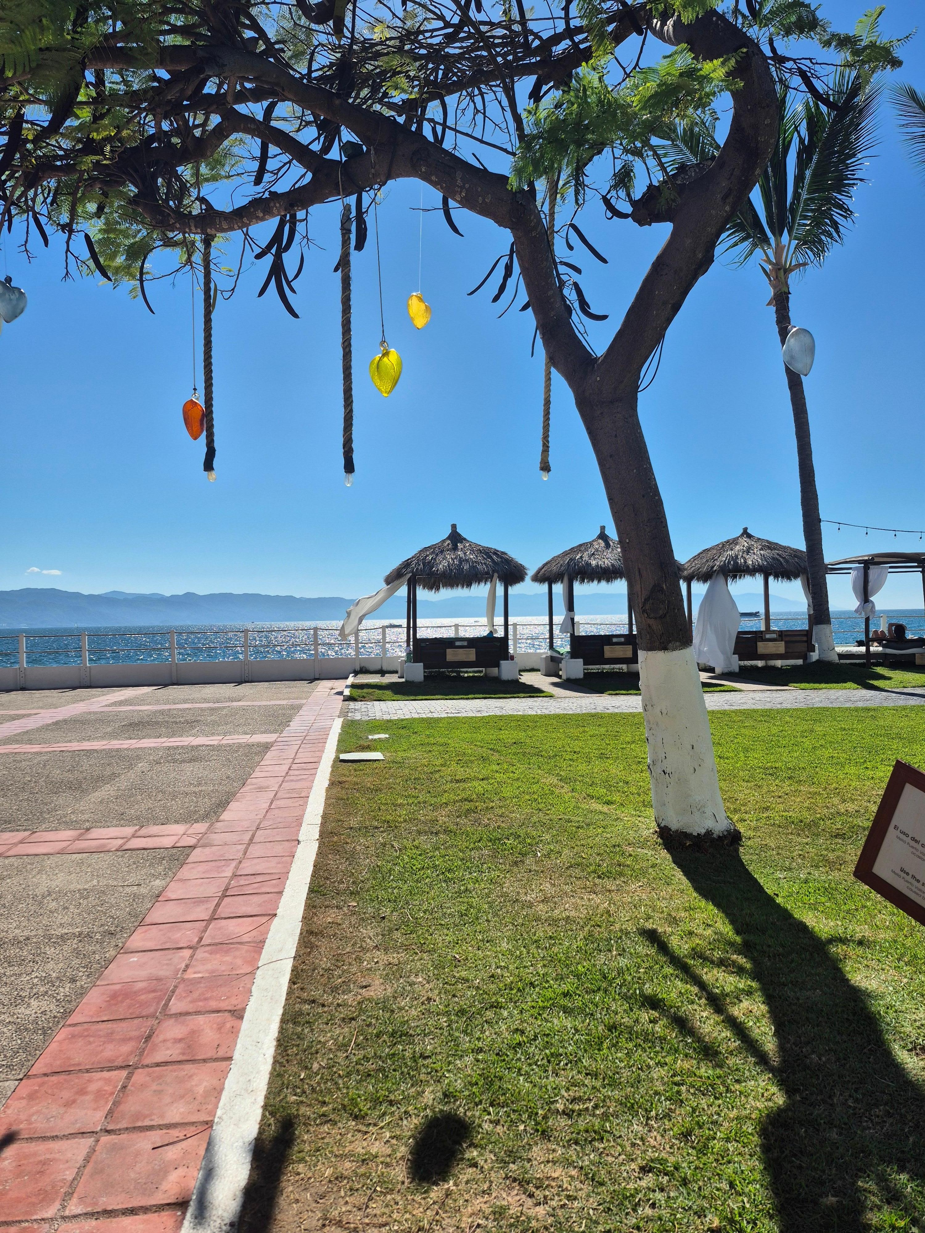 Beach area with nipa huts