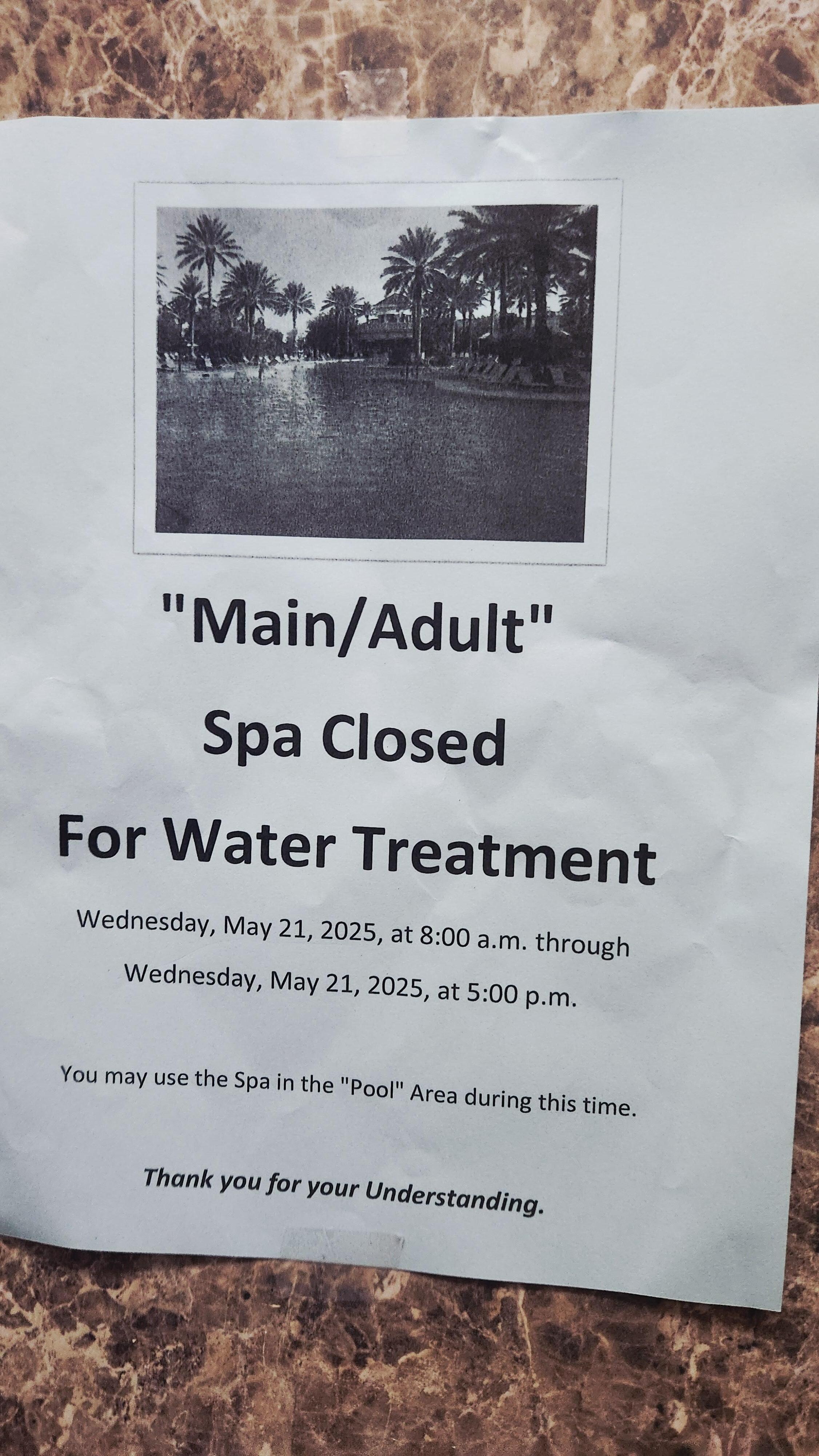 Outdoor spas not accessible