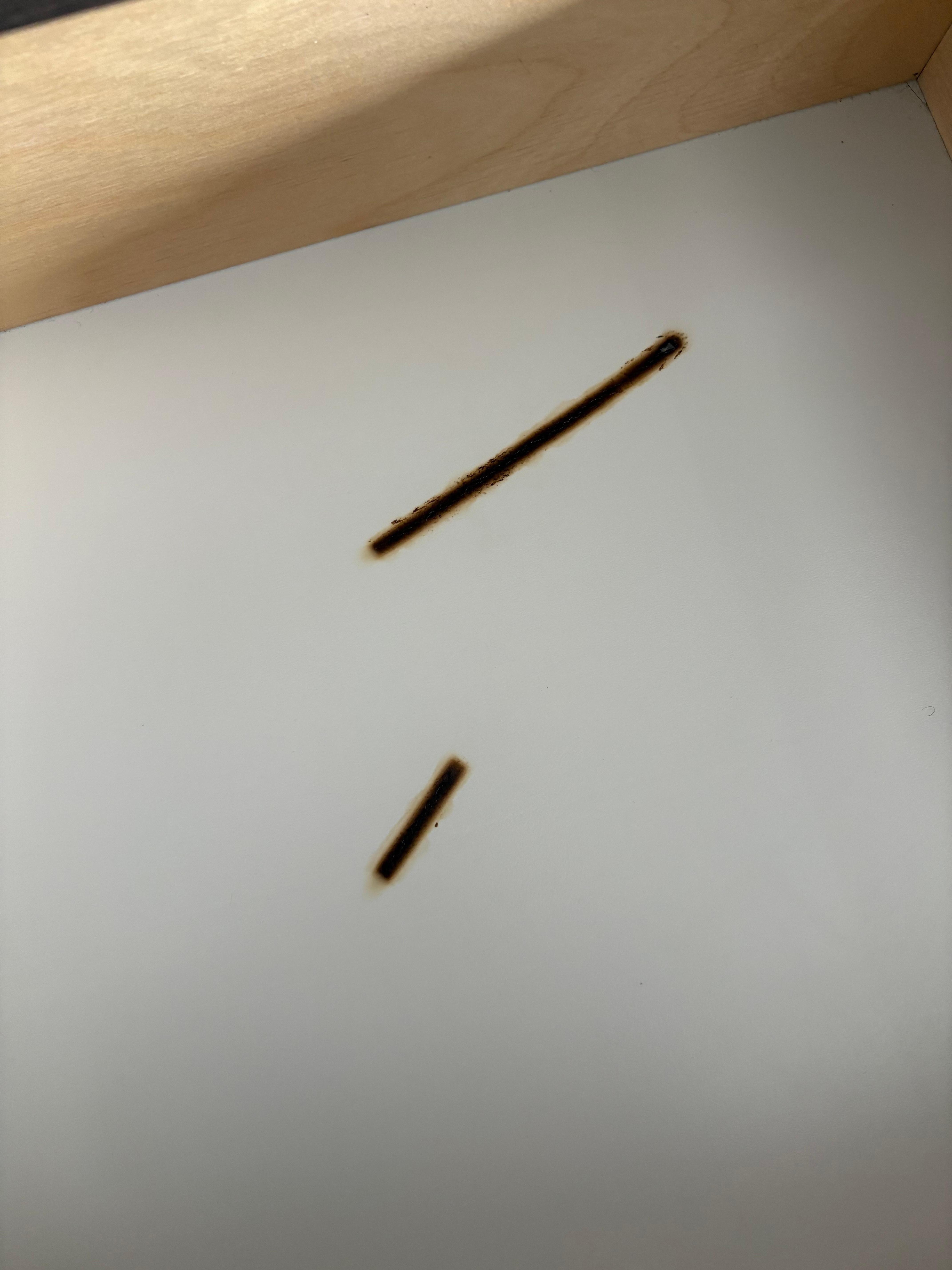 Dresser burn marks