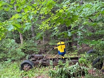 Minion greeter on lane to the cabin