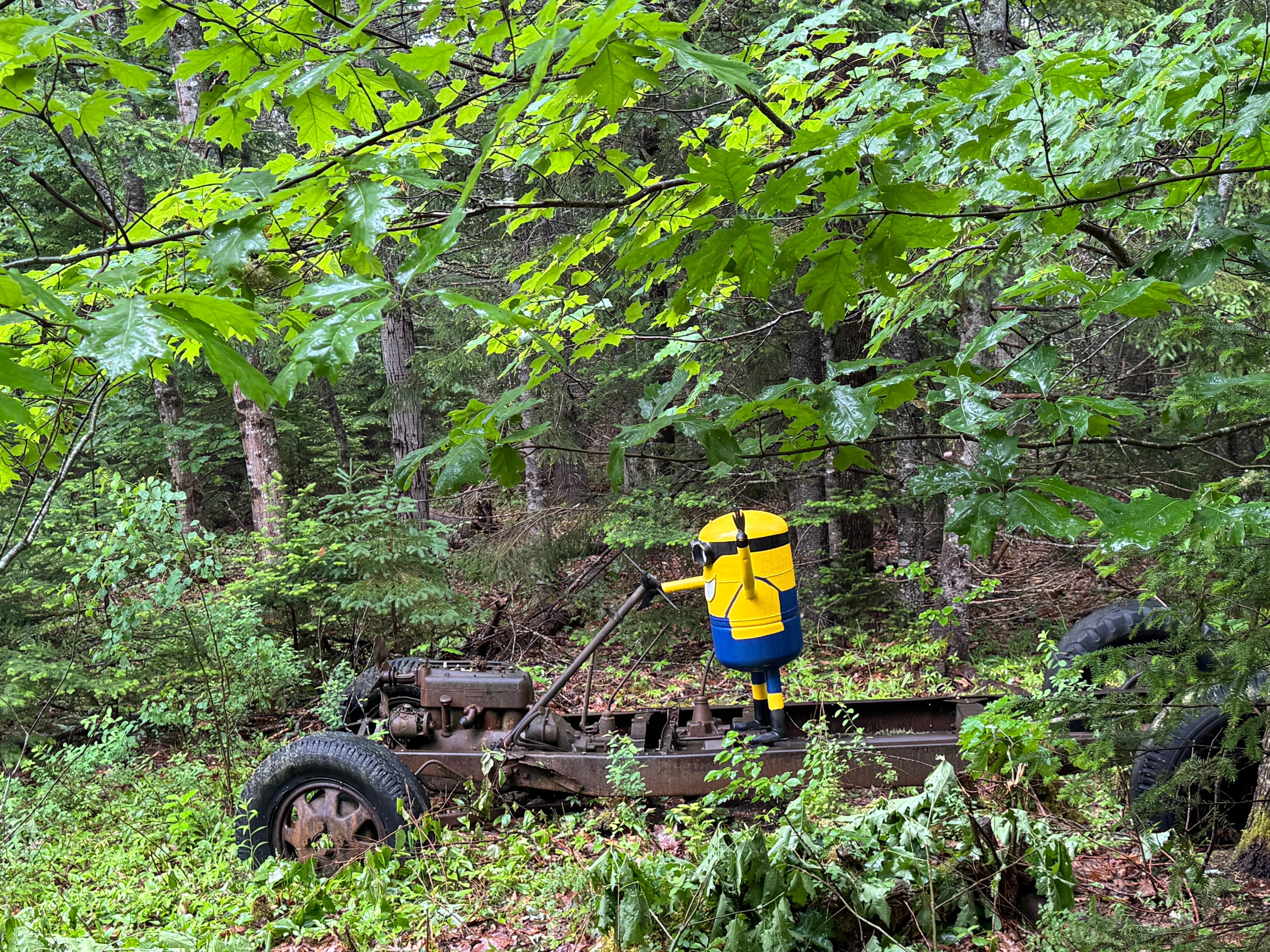 Minion greeter on lane to the cabin