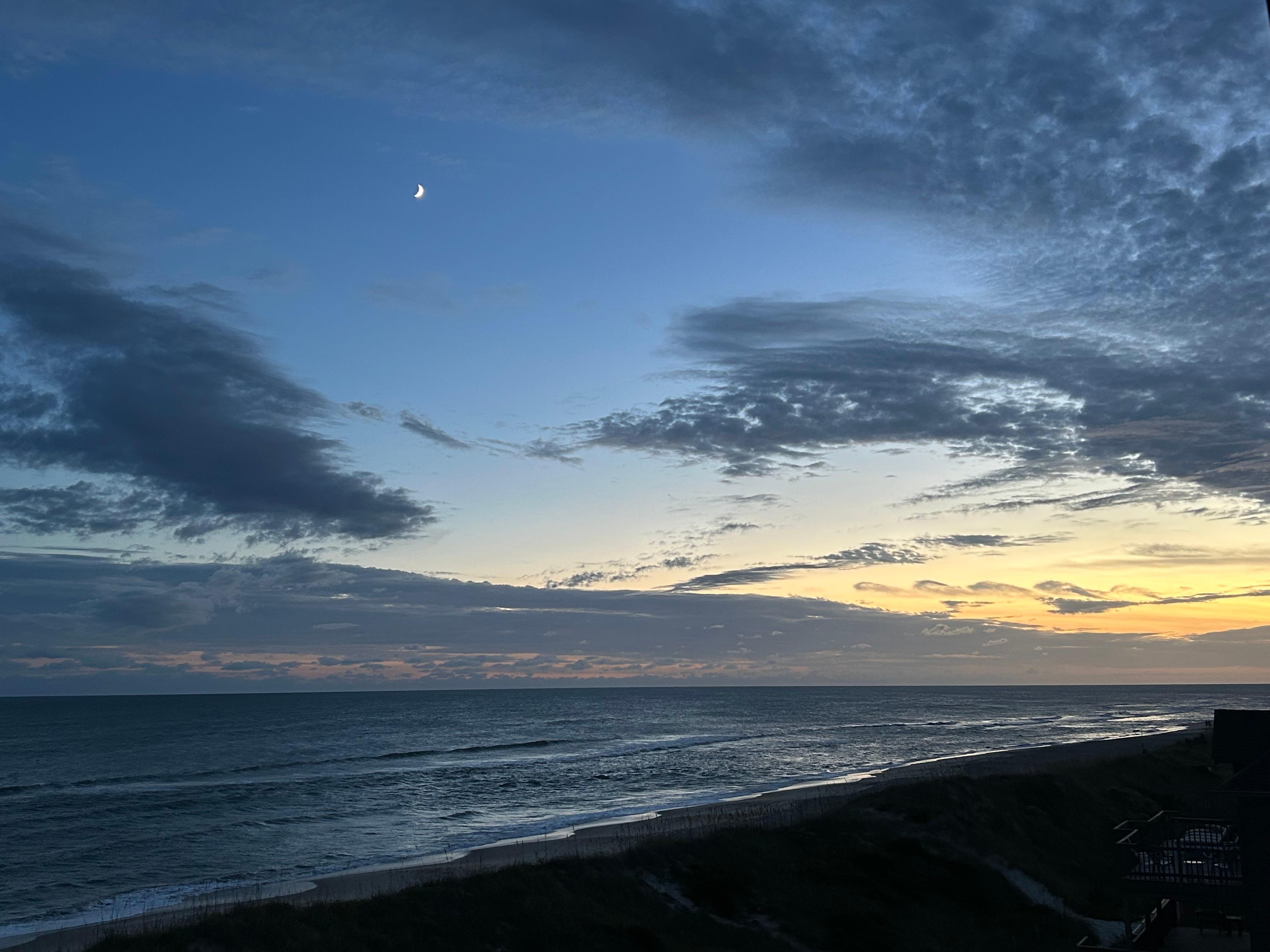 A beautiful sunset, with the moon!