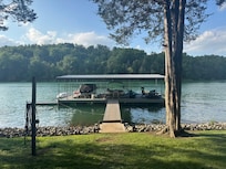 The view of the dock from the bottom of the stairs at the house