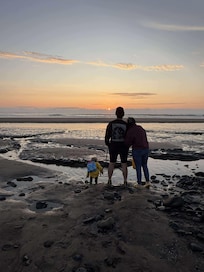 Sunset with the Kash family at Olivia Beach