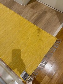 Dirty rug outside of shower