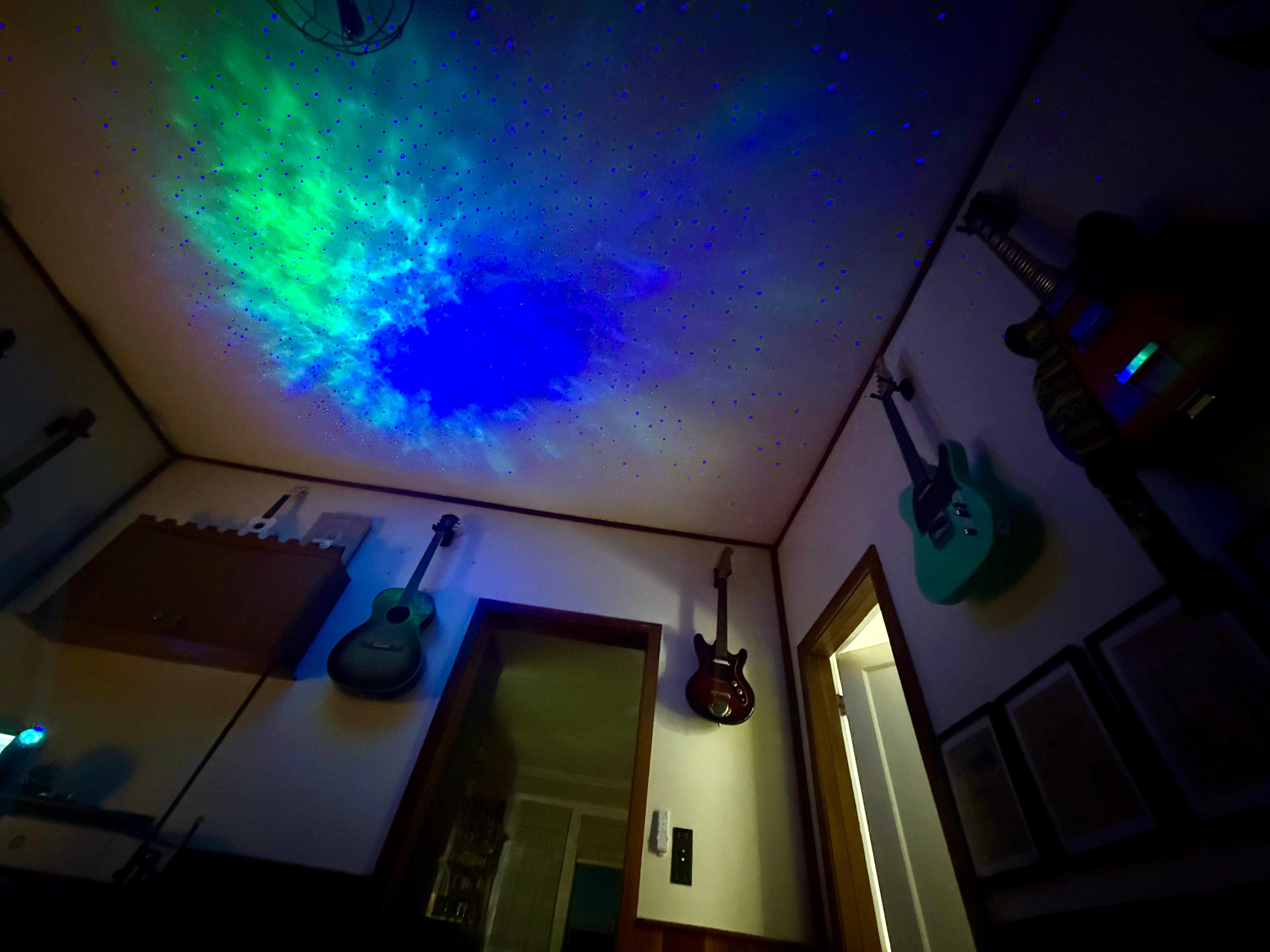 Cool lights & decor in the office room (preteen son slept here)