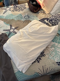 Blood stained worn pillow