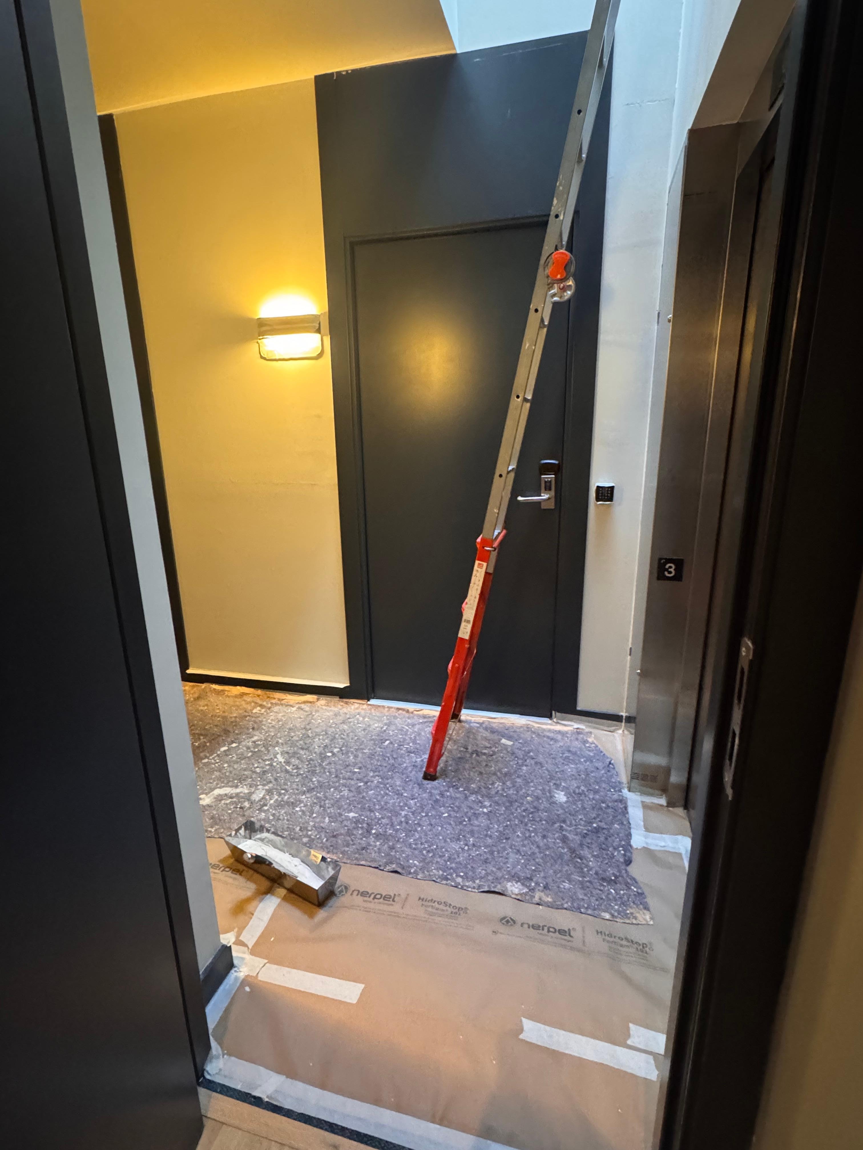 As you can see in this pic, the construction ladder was exactly where i open my door. Even getting in and out if my room was so tough and not without hassle. I am disappointed. 