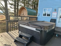 Hot tub and sauna after snowboarding