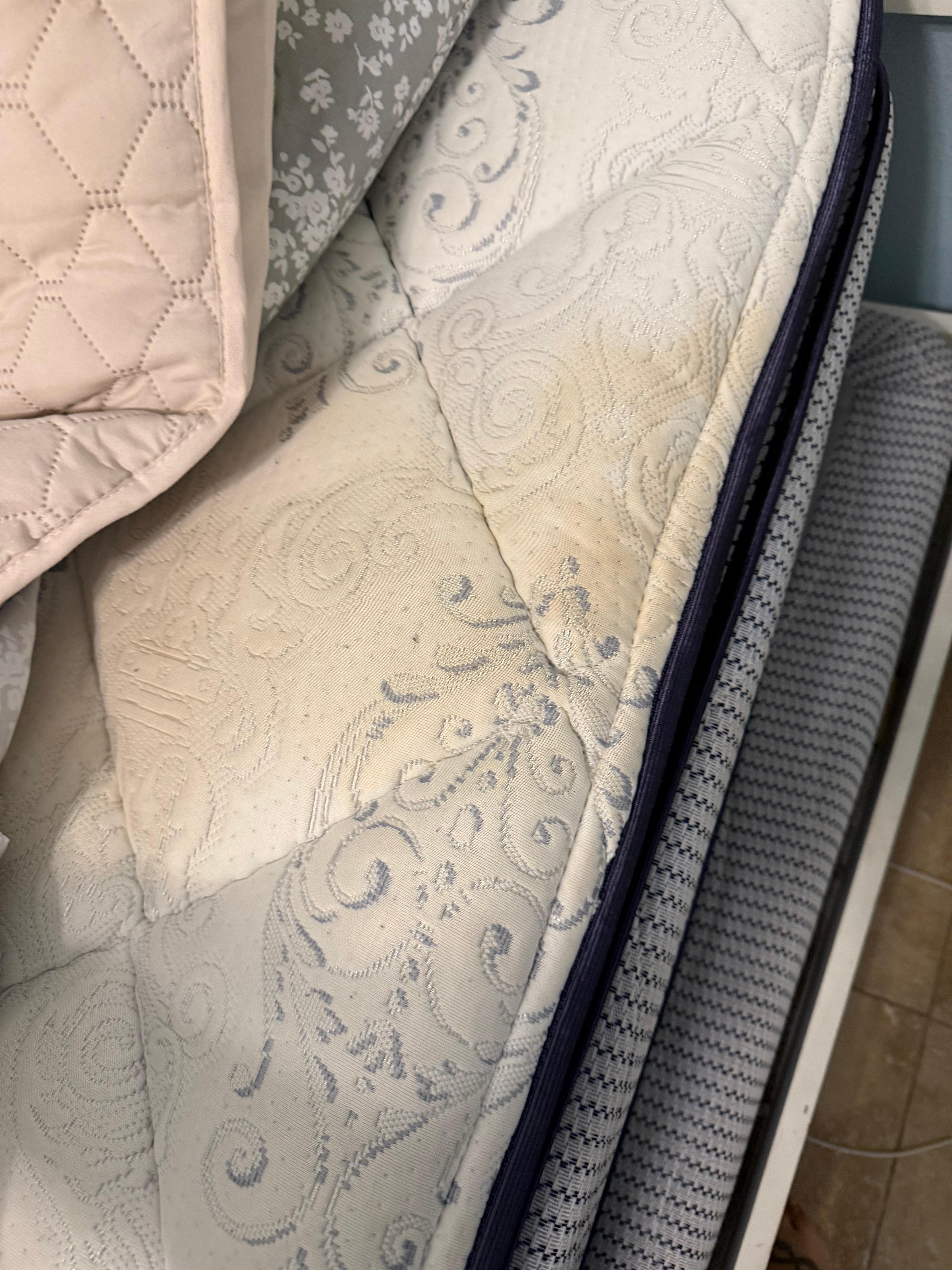 Dirty stained mattresses. I could not bare to remove sheets at end of stay after sewing pillows and the mattress of 1 room. 