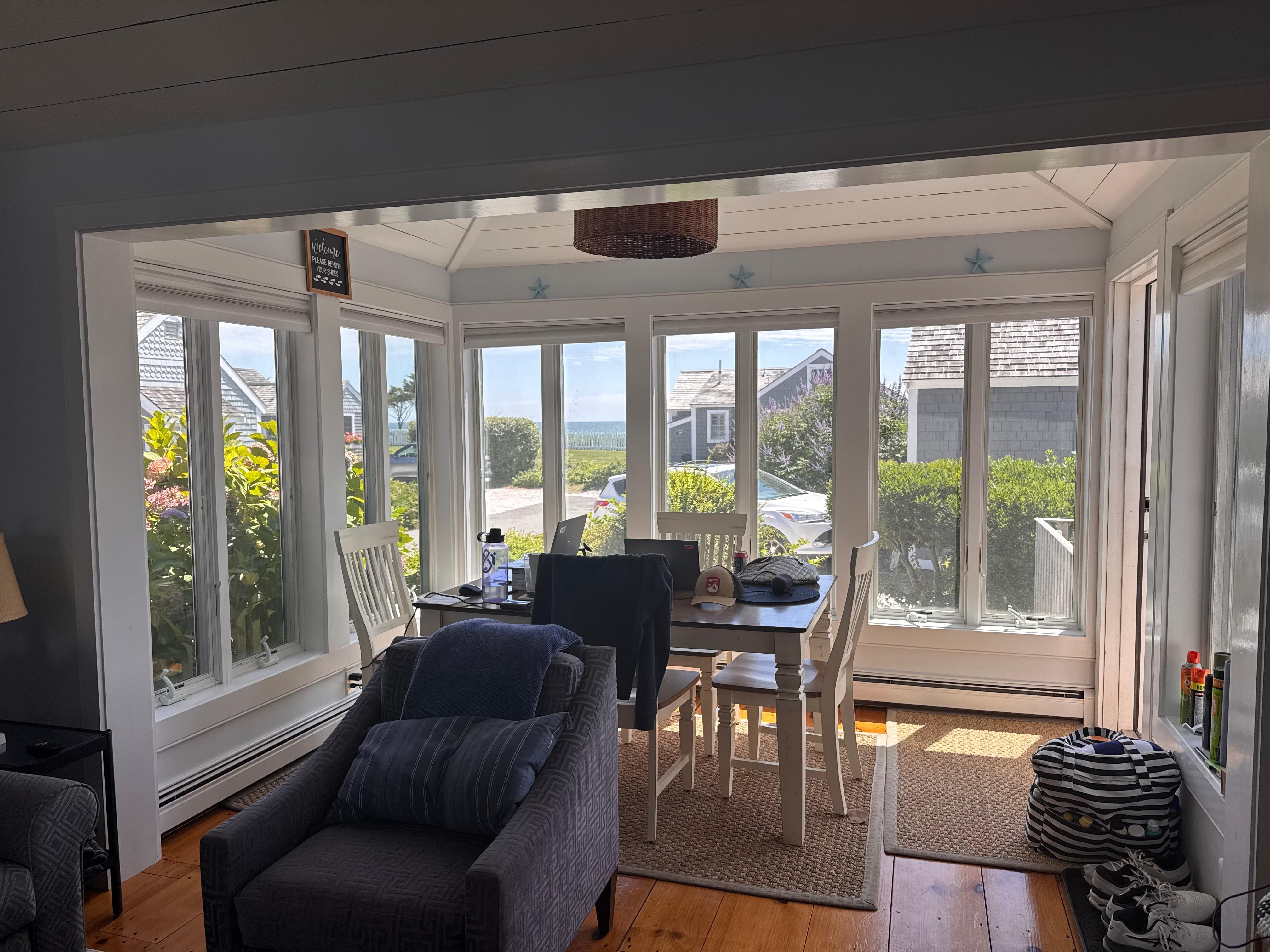 We were able to work remotely from the dining room during the day. 