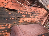 Back deck by hot tub. Didn’t use hot tub because we were afraid we might fall through!