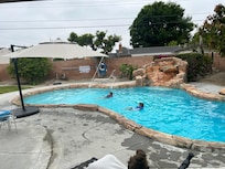 This was the actual pool view. Very bare of foliage compared to ad.