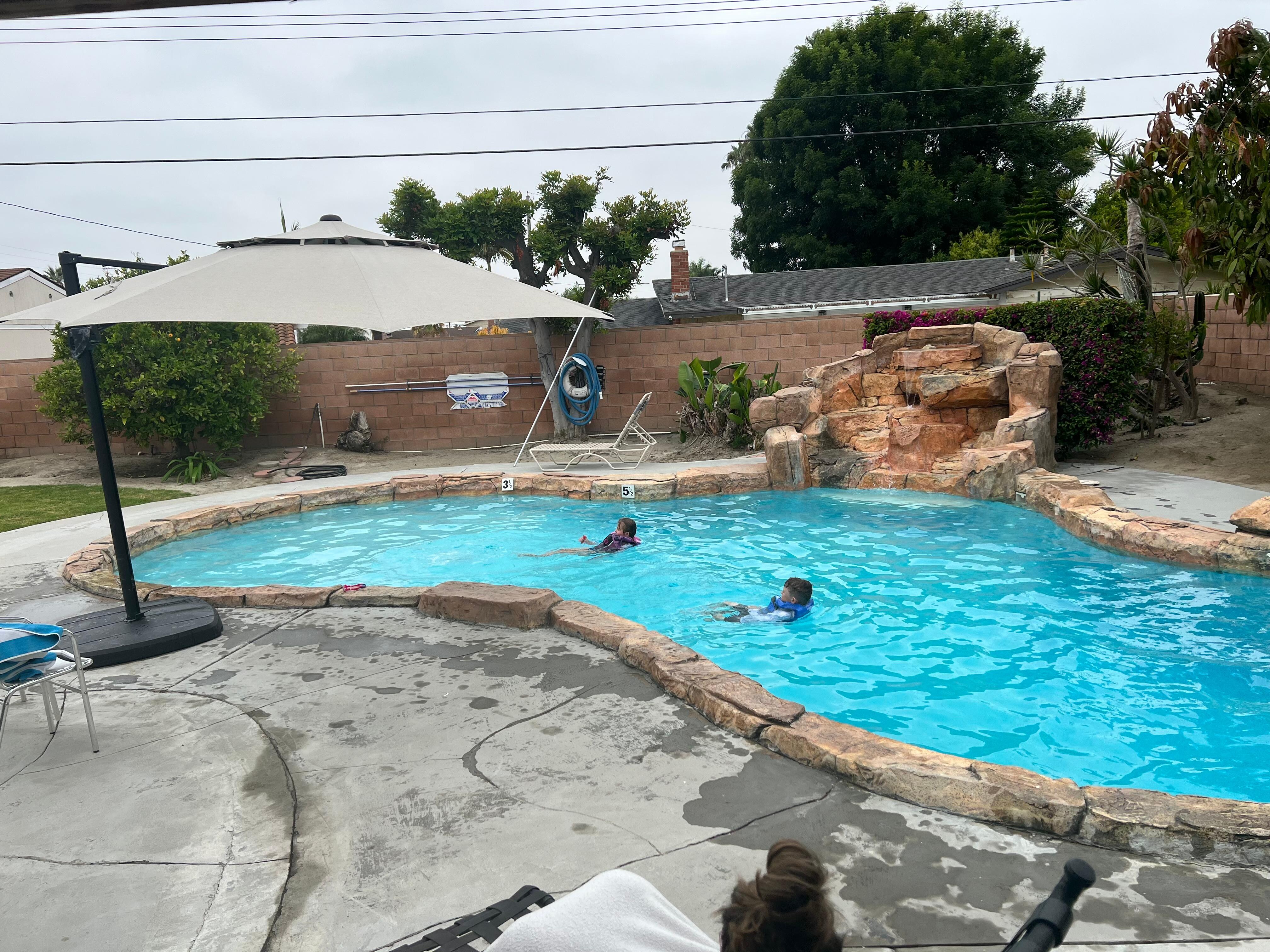 This was the actual pool view. Very bare of foliage compared to ad.