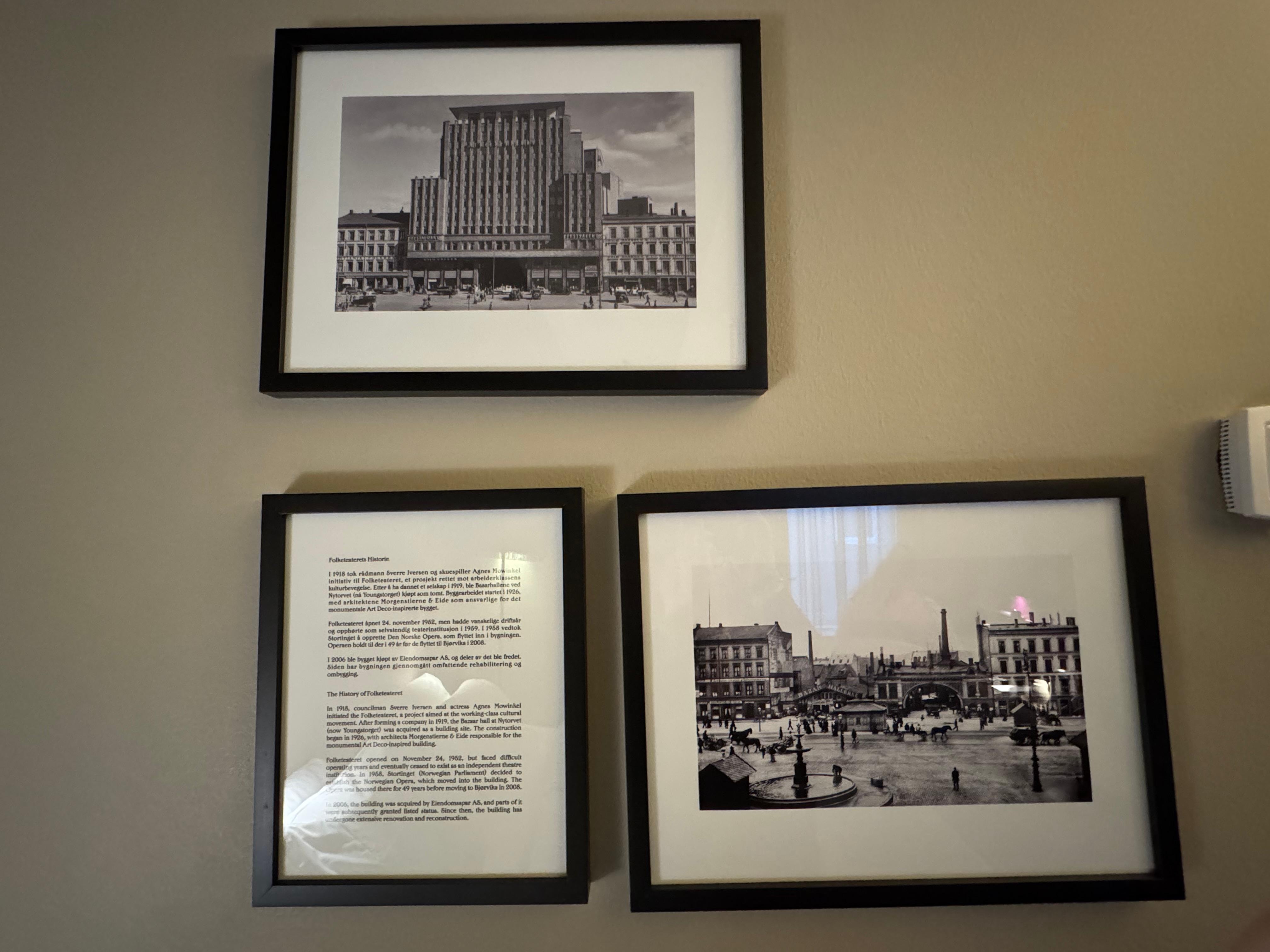Kult at det hang gamle bilder fra bygningenes begynnelse 