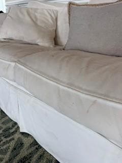 Den couch, to filthy to sit on with clean clothes.