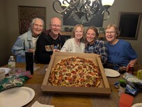 At the Vrbo with some Sonny's pizza on the last night.