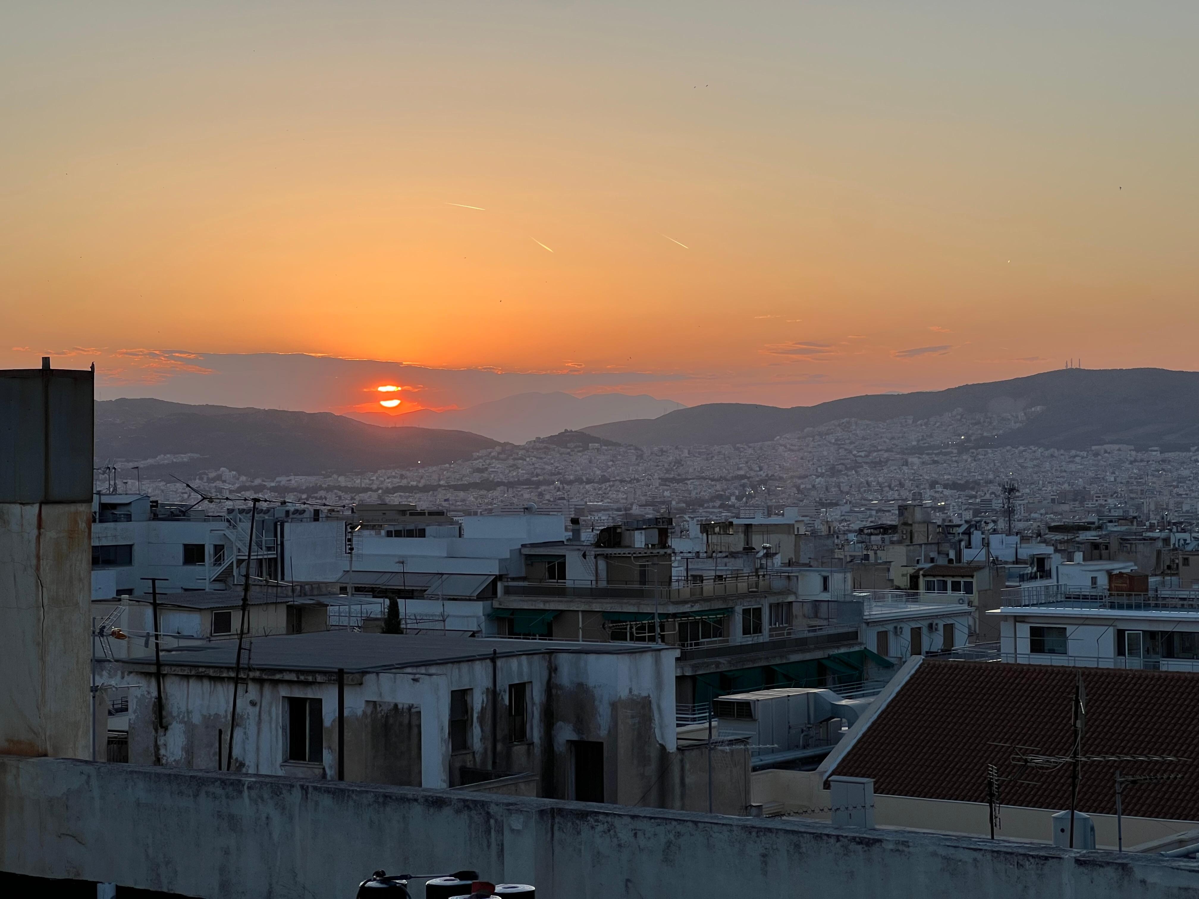 Sonnenuntergang von der Dachterrasse