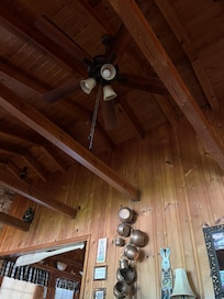 Loves the beams I. Dining room and family room.